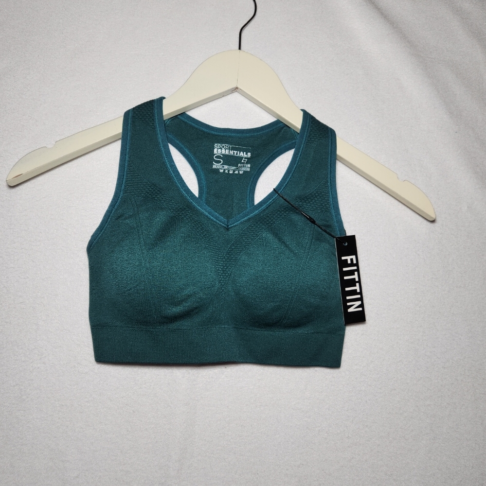 NewFittin Sport Essentials Women's  Racerback Eyelet Sports Bra Green SizeSmall